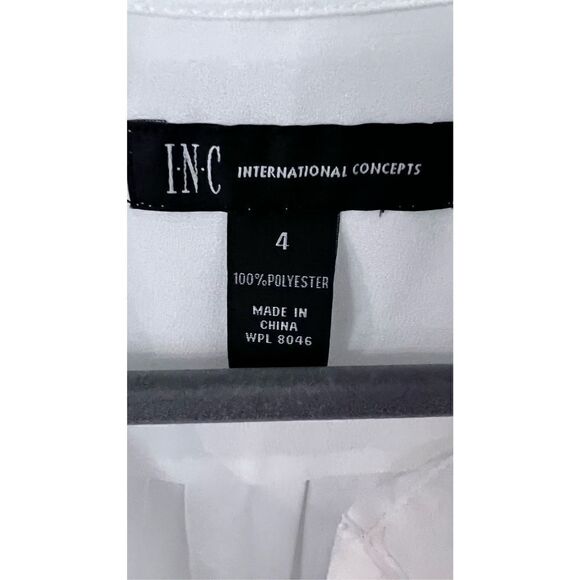 INC INTERNATIONAL CONCEPTS SHEER WHITE COLD SHOULDER LONG SLEEVE BLOUSE SZ 4V - Picture 6 of 11